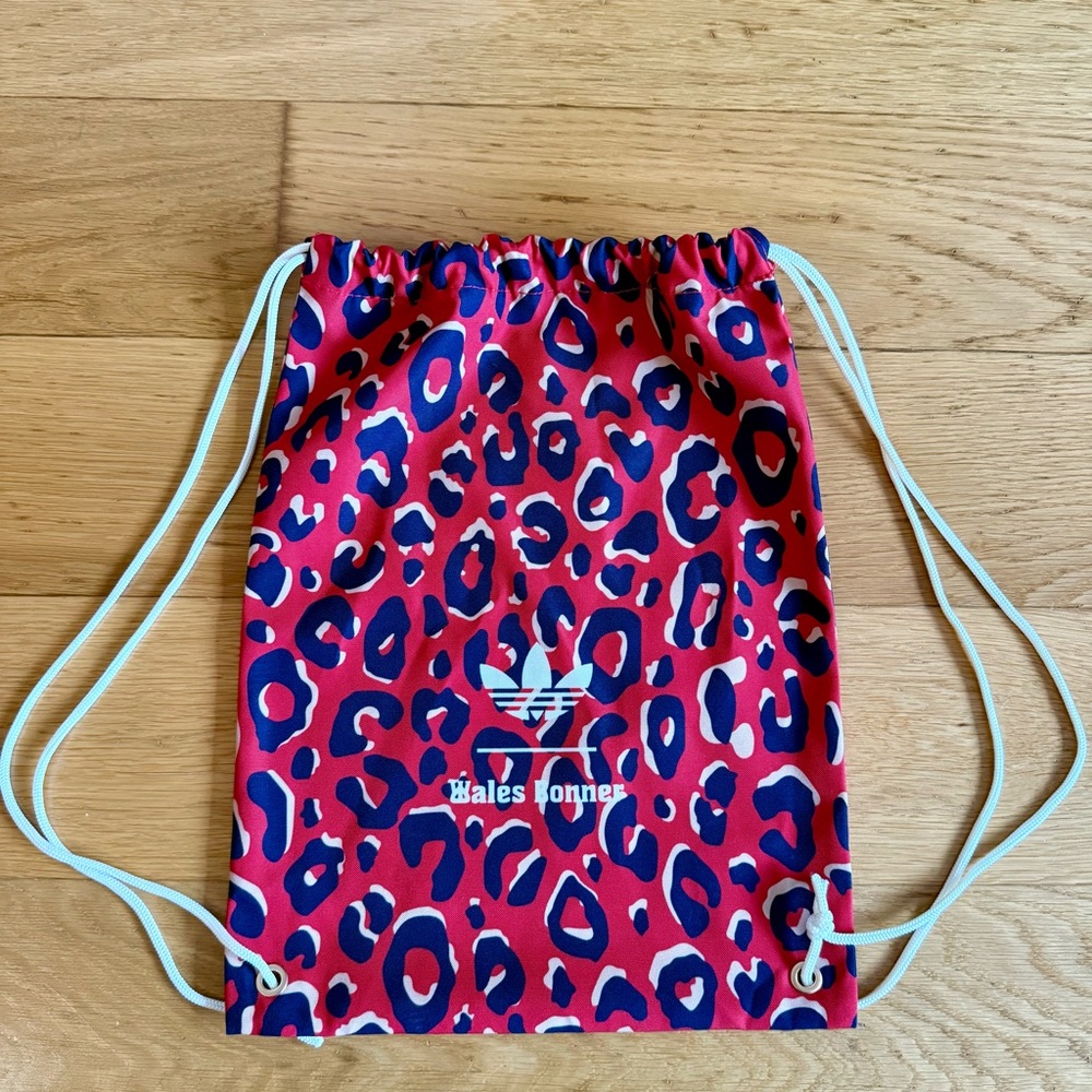 Wales Bonner x Adidas Red/Blue Leopard Print Drawstring Bag